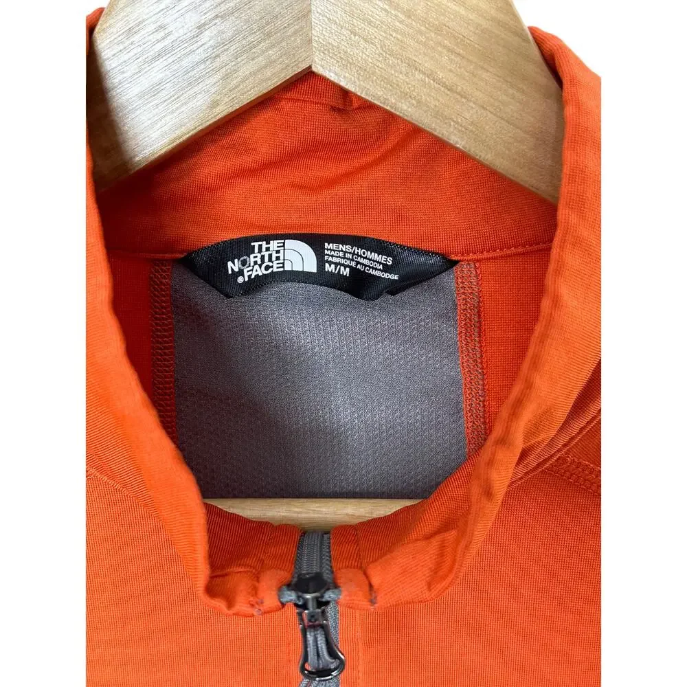The North Face Orange & Gray Long Sleeve 1/4 Zip Pullover Shirt Men's Medium
